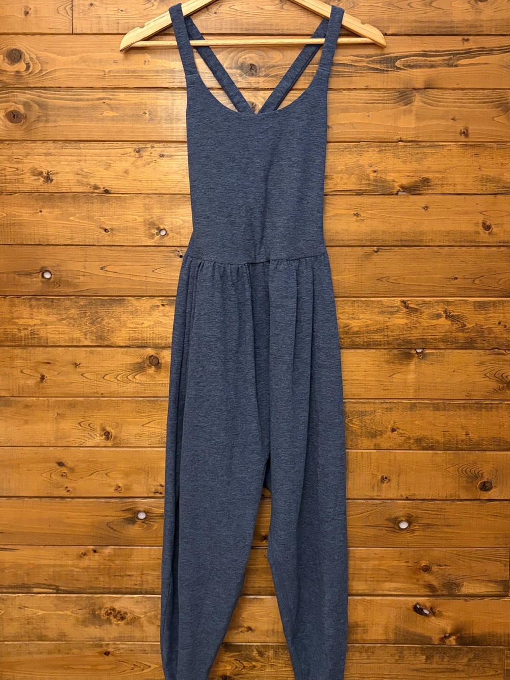 Sleeveless Navy Blue Cross-Back Jumpsuit